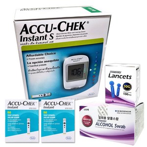 아큐첵 인스턴트S 혈당측정기 세트 [혈당계 + 시험지 100매 + SD침100개 + SD솜100매], 1세트, Accu-Chek instant S SET