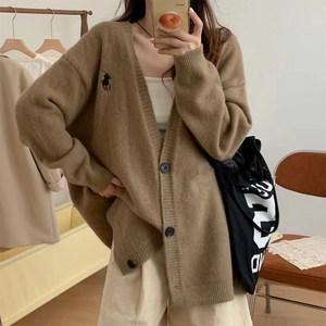 Device 여자 브이넥 니트 카디건 가을 겨울 루즈핏 코디 니트 코트