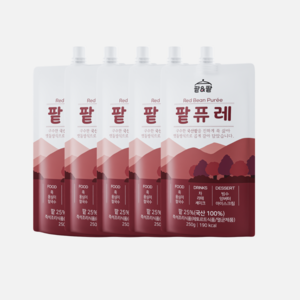 [팥&팥] 국산팥 무가당 팥퓨레 팥앙금, 5개, 250g