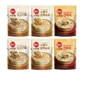 비비고 파우치 죽 450g (누룽지닭백숙죽2+전복죽2+소고기죽2), 2개, 420g