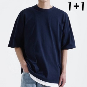 1+1 오버핏 반팔 빅사이즈 (M-5XL) 무지 20수 티셔츠