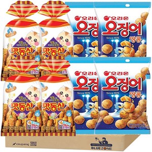 [블루존] 땅콩 과자 2종 (맛동산90g x4+ 오징어땅콩 98g x4), 4개