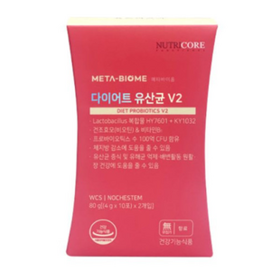 뉴트리코어 다이어트유산균 메타바이옴V2 체지방감소 WCS 1박스 4gX20포 987264, 80g, 1개