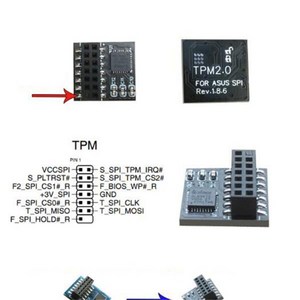 ASUS -SPI -M R2.0 신뢰할 수 있는 플랫폼용 전문 TPM 2.0 보안 모듈 20 핀 SPI 14 핀 LPC 14 인터페이, 1개, 03 14-pin-SPI