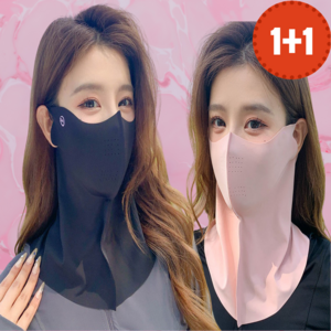 2+1 [언폴디드] 남여공용 자외선 황사 꽃가루 차단 골프 아이스 실크 넥페이스 가드 쿨링 스포츠, 애쉬 그레이 X 3, 3개