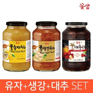 꽃샘 꿀유자차S +꿀생강차S +꿀대추차 SET (3KG), 1개, 3kg, 1개입