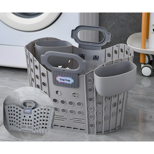싹싹살림 틈새 접이식 세탁바구니 빨래바구니, 그레이