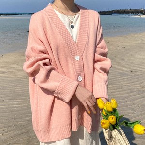 아모르데이 여성용 드올가디건 자체제작 루즈핏 골지단 데일리 버튼 가디건
