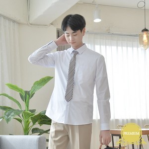 신축성좋은 남자 흰색 교복셔츠 (라이트블루) XL
