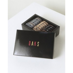 매장정품 DAKS MEN'S ACCESSORIES 면혼방 3색 체크패턴 장목 3족pack DBSS5E410BK 172862