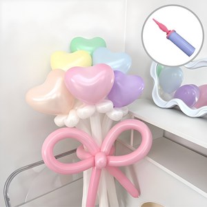 하트 풍선 믹스 꽃다발 DIY 세트 + 손펌프, 마카롱, 1세트
