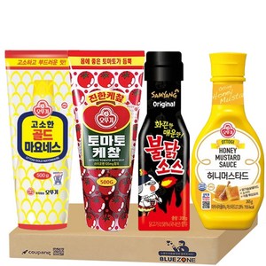 필수 소스 4종 (오뚜기 마요네즈 500g + 오뚜기 케찹 500g + 허니머스타드 265g + 불닭소스 200g), 1개