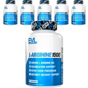 EVLUTIONNUTRITION L-아르기닌 1500mg 캡슐, 100정, 6개