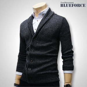 블루포스 숄카라 가디건 (JJGDM5) 무지 슬림핏 니트 [국내생산]