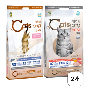 캐츠랑 전연령 올라이프 고양이 건식사료 2p, 닭+참치, 5kg, 2개