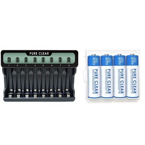 퓨어클리어 SW-8NP AA/AAA 겸용 USB LCD 8구 충전기+충전지 세트, 퓨어클리어 SW-8NP+AA 2500mAh 4알 1개, 1개