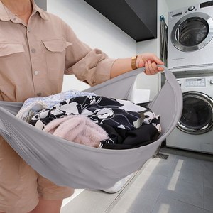 접이식 빨래 바구니 런드리백 세탁물 수거 바스켓, 아이보리