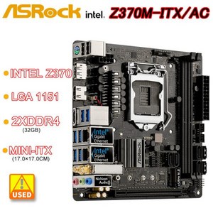 ASRock Z370M-ITX/ac 마더보드용 인텔 Z370 LG 호환A 1151 마더보드 2 DDR4 32GB PCI-E 3.0 M.2 USB3.1 Mini-ITX, 한개옵션0, 1개