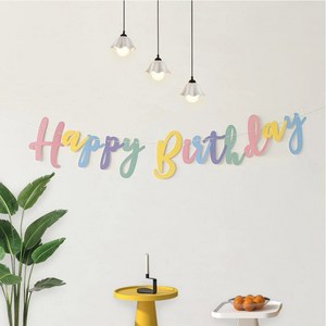 마블파티 happy birthday 파스텔 캘리 생일가랜드, 1개