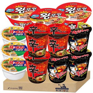 [블루존] 소컵 4종 12개입 세트(신라면3+육개장3+미니왕뚜껑3+불닭볶음면3)