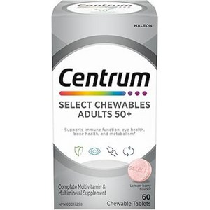 (캐나다직송) 센트룸 실렉트 츄어블 60정 2개 50세 이상 남녀공용 종합영양제 Centum Select Chewables