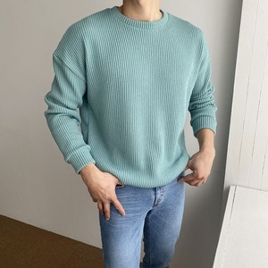 몽키/10colo [size 95-110] 세미오버핏 소프트 골지 라운드 니트 맨투맨