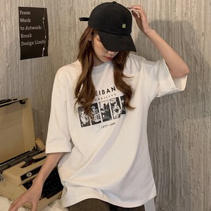 여성 라운드넥 오버핏 쿨소재 반팔티셔츠