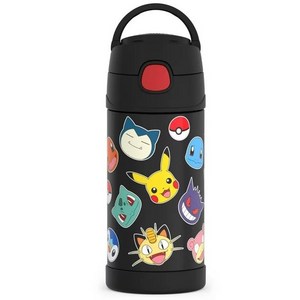 써모스 포켓몬 빨대 포함 물병 텀블러 355ml Themos Kids Stainless Steel Vacuum Insulated Funtaine Staw Bottle, 1개