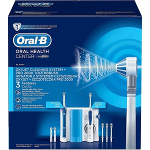 오랄비 워터젯 치간 구강세정기 칫솔패키지 Oal-B OxyJet Cleaning System + Po 2000 Toothbush, OalB