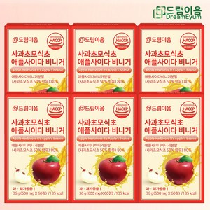 드림이음 유기농 사과초모식초 애플사이다비니거 애사비 정, 60정, 6개