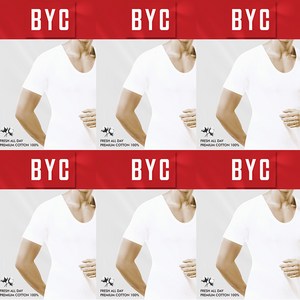 BYC 남자 더 쾌적한 순면 베이직 반팔 런닝 6매 BYC1915