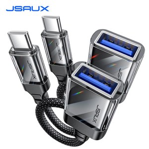 JSAUX USB 3.0 A타입 to C타입 OTG 젠더 0.16m, 투명 블랙, 2개