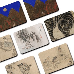 민화 마우스패드 전통민화 패브릭 외국인기념품 외국인선물, 대형(25x20mm), 1개, 6번-서당