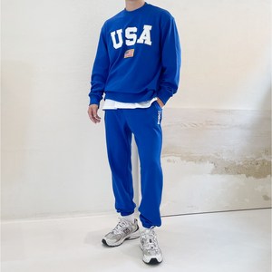베럴댄나우 남자 특양면 기모 USA 자수 오버핏 후드 맨투맨 조거팬츠 트레이닝복 세트