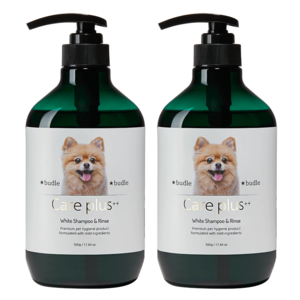 부들부들 케어플러스 자연유래 강아지 화이트 샴푸&린스 500ml 2개