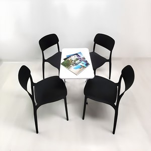 이엔비 일체형 인테리어 식탁의자, 4개, 블랙