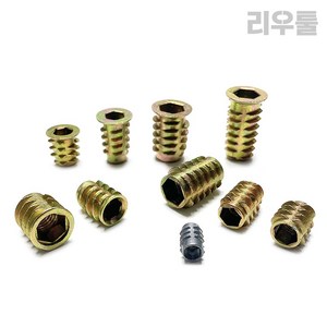 리우툴 번데기너트 인서트너트 일반형 와셔형 반와셔형 가구연결 목공 목재 삽입 너트, M6x16, 1개