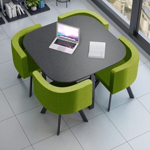 원탁테이블 휴게실테이블 원형테이블 사무실테이블 상담실 회의 탁자 원탁, 초록옷감의자스퀘어1+4그레이톱