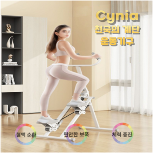 cynia 가정용 천국의 계단 실내 자전거 운동기구 스탭퍼 유산소운동 헬스 걷기 홈트레이닝, 화이트