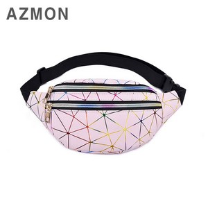 AZMON 레인보우 다이아몬드 캐주얼 힙색 가방 2.5L, 핑크, 1개