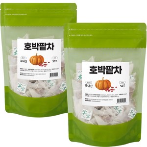 호박팥차 국산 늙은호박 팥차 붓기차 건강차 집들이 부모님 선물 삼각티백 대용량 2g 50티백, 2개, 100g