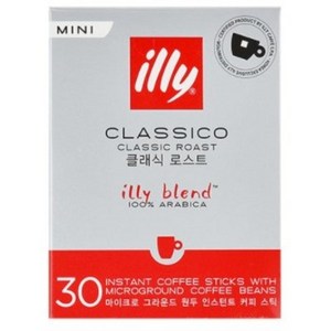 일리 클라시코 클래식 로스트 미니 원두 인스턴트 커피 스틱, 1g, 30개입, 1개