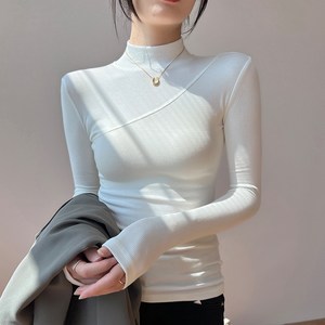 엘에프제트 여성 슬림핏 골지 모달 반폴라 긴팔티셔츠 DY-26