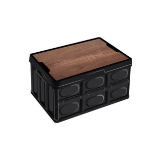 쿠웅 캠핑 폴딩박스 (나무상판포함) 수납정리함 30L 55L 두종류, 55L - 사이즈 52x35.5x28.5cm, 블랙