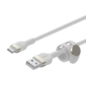 벨킨 프로 플렉스 USB A-C타입 고속 충전 케이블 CAB010bt1M, 화이트, 1m, 1개