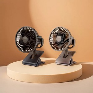 [장소불문] 시원한 차량 캠핑용 클립형 휴대용 선풍기+배터리팩 포함, 베이지+배터리팩