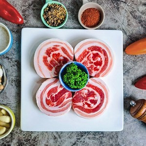 고기도매시장 눈꽃삼겹살 제육 슬라이스 수육용, 슬라이스 2.5cm 1kg, 1개