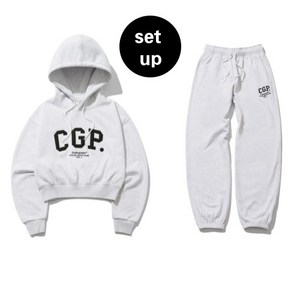 (백화점정품) 코드그라피 우먼 CGP 아치 로고 크롭 트레이닝 셋업_멜란지그레이