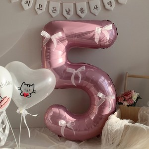 [DIY] 핑크 숫자 리본 풍선 생일 백일 첫돌 파티 졸업, 2, 1개