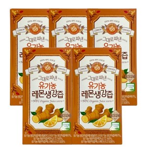 홀베리 그대로짜낸 유기농 레몬생강즙+쇼핑백, 5박스, 210ml